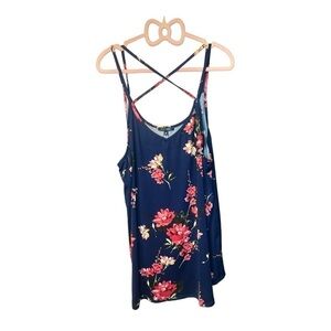 Papermoon tank floral navy summer nwt